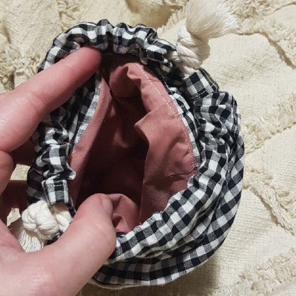 One-of-a-Kind Patchwork Drawstring Mini Bag | Mixed Floral Gingham Mix - Picture 5 of 14